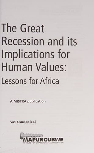 Great Recession and Its Implications for Human Values