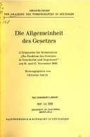 Die Allgemeinheit des Gesetzes